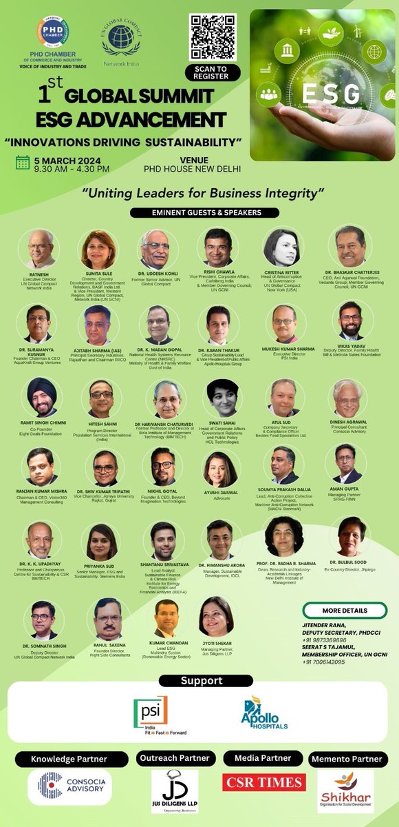 PSI India is proud to collaborate with the <a href="/GCNIndia/">UN Global Compact Network India 🇮🇳</a> to advance the pertinent issues of ‘Enviornment, Social and Governance (ESG)’. Tune in to know more from PSI India leaders on the current theme of, “Uniting Leaders for Business Integrity guiding companies on where they can
