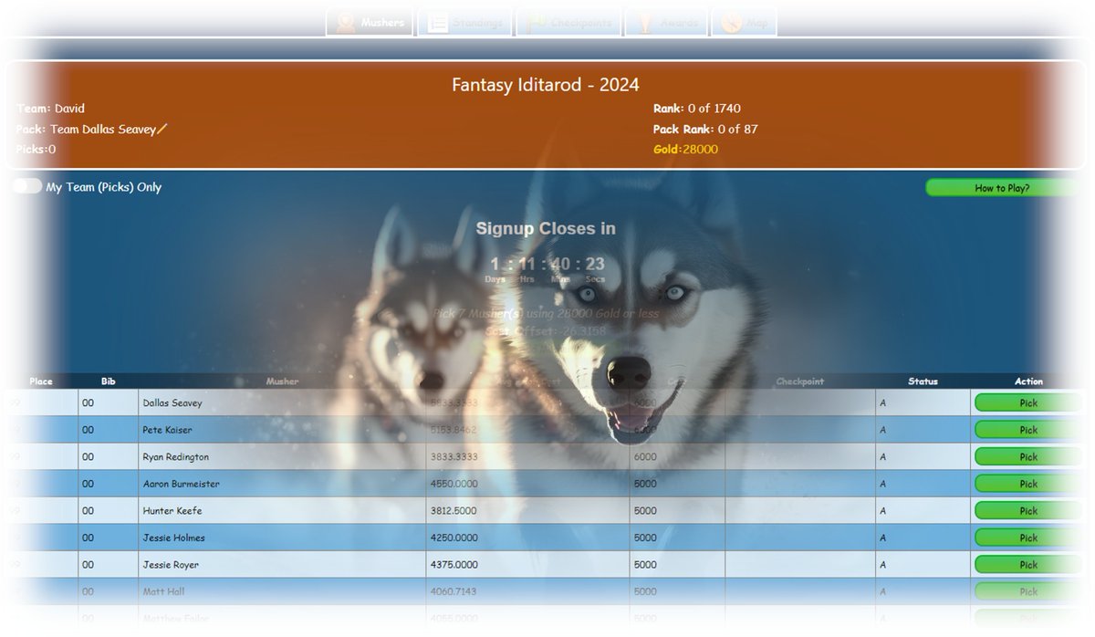 FMushing's tweet image. Its almost here! Is your Fantasy Iditarod team ready?
fantasymushing.com