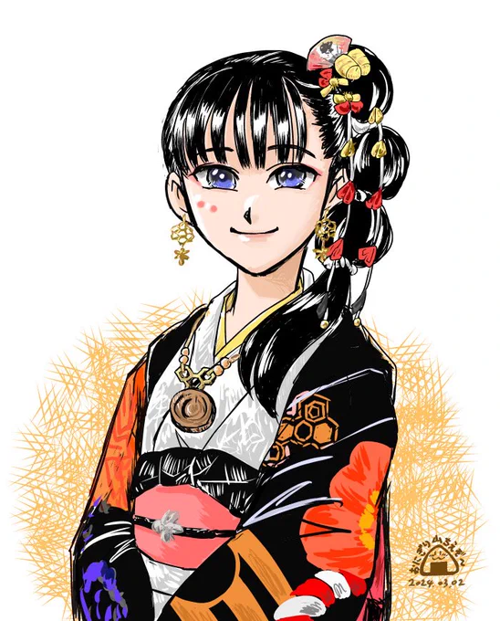 もいっちょデジタルお絵描き練習てキングオージャーのスズメちゃん。こういう装飾いっぱいの衣装はアナログよりデジタルが楽だねえ。 