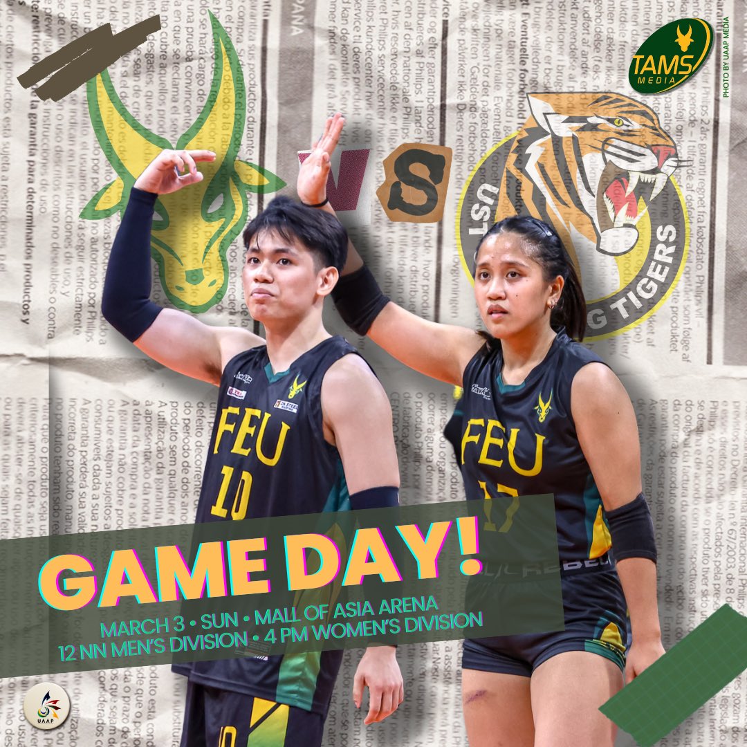 TamsMedia_'s tweet photo. IT'S GAME DAY SUNDAY!

Tickets still on sale for FEU's game vs UST.
🎟️: https://t.co/nA6tqumOzM

Go FEU, Be Brave!
#UAAPSeason86 https://t.co/Ybn3KK1zmL