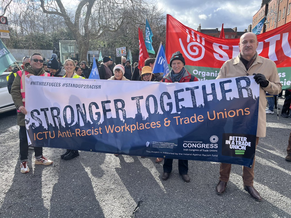 Union bloc getting ready to march together in @LeCheileDND march today. Let’s #StandTogether against hate and extremism