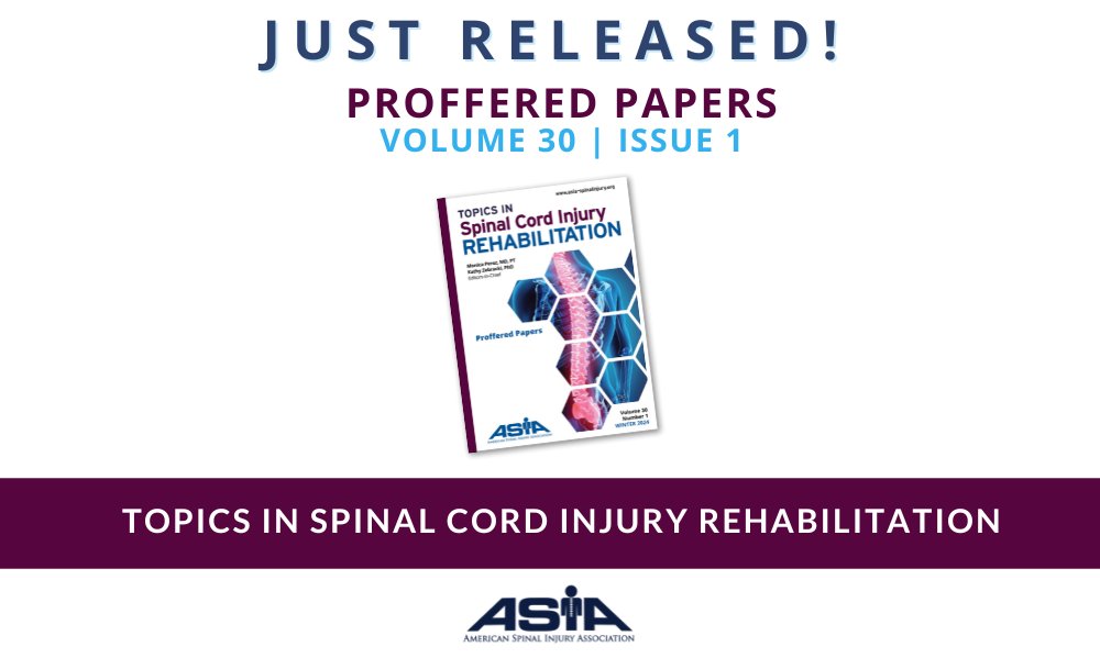 TSCIR 30:1 is now online! Topics in this Proffered Papers issue include Multivariable Prediction Models for Traumatic SCI, Opioid Use among patients with SCI, and Management of Sleep-Disordered breathing. 

Read More: meridian.allenpress.com/tscir/issue

#TSCIR
#TSCIRehab 
#SCIjournal
