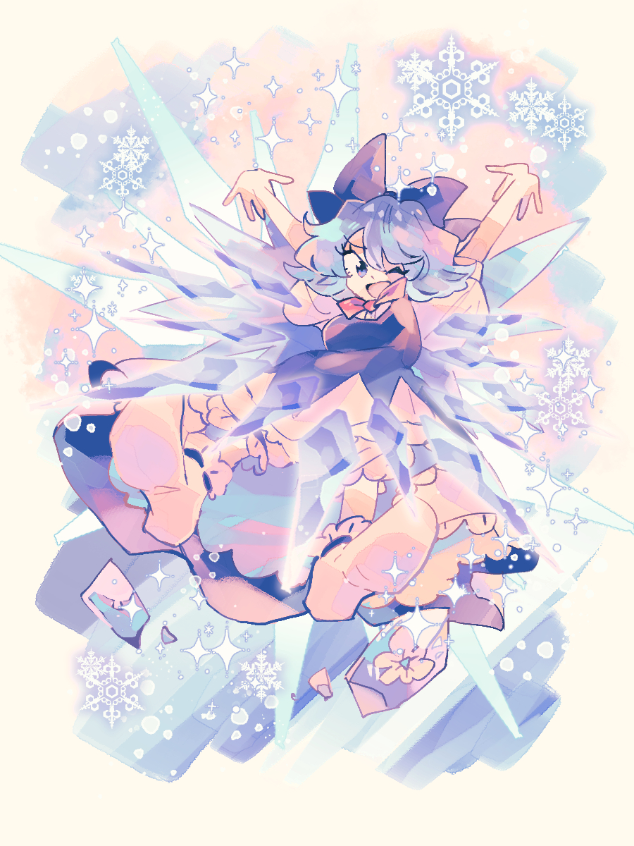 cirno 1girl ice solo blue hair blue eyes wings bow  illustration images