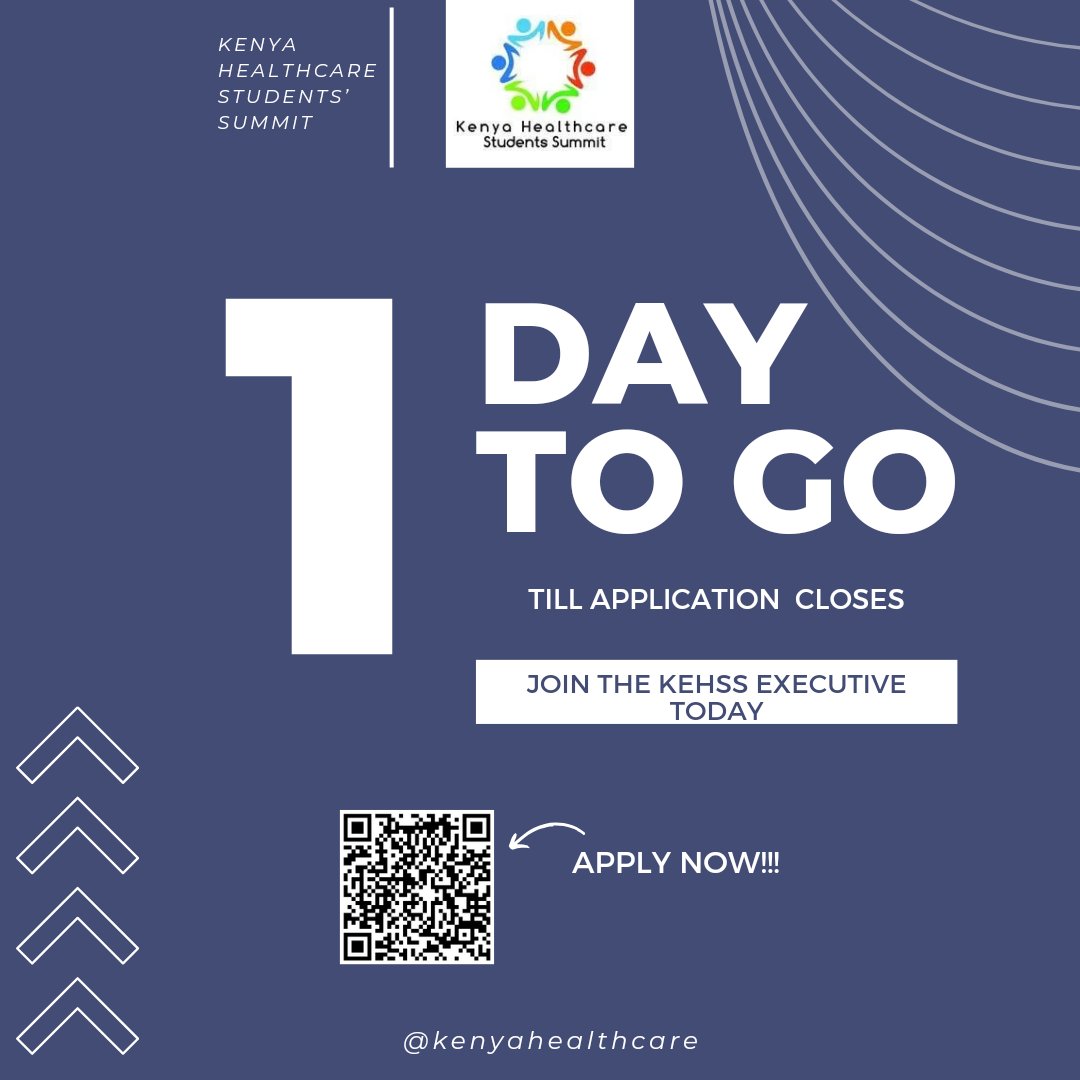 🚨Only ONE day left🚨 To join The Kenya Healthcare Students' Summit Executive Committee⏰ You do not want to miss this opportunity.✨ Apply Now‼️ 🔗docs.google.com/forms/d/e/1FAI…