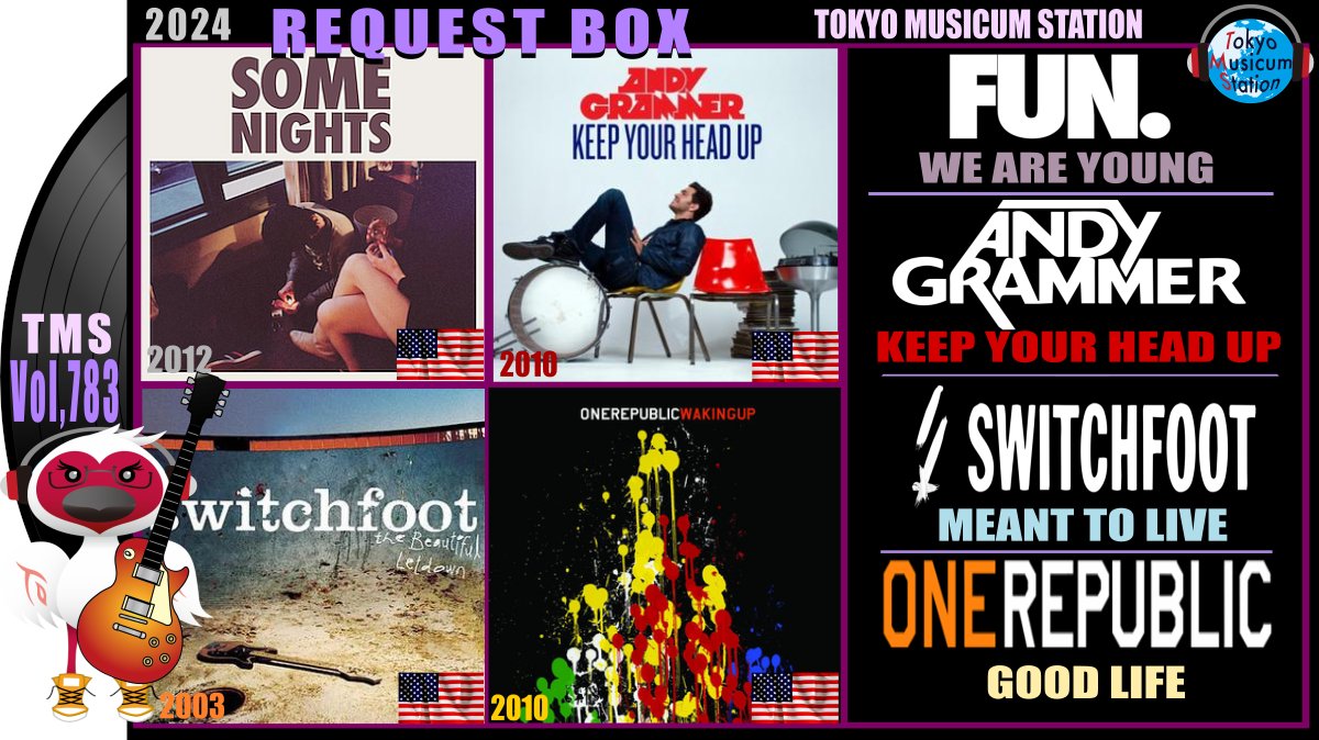 tokyomusicum's tweet image. 783Request! 春の芽吹く3月の音Ⅰ
誰もが太陽より輝く時代があった!#Fun.We Are Young
人生なんてただの旅だから何とかなる…
#AndyGrammer Keep Your Head Up
僕たちには生きる為に生まれてきた…
#Switchfoot Meant To Live
良い人生になるさ!#OneRepublic Good Life
#TMS▶bit.ly/Musicum