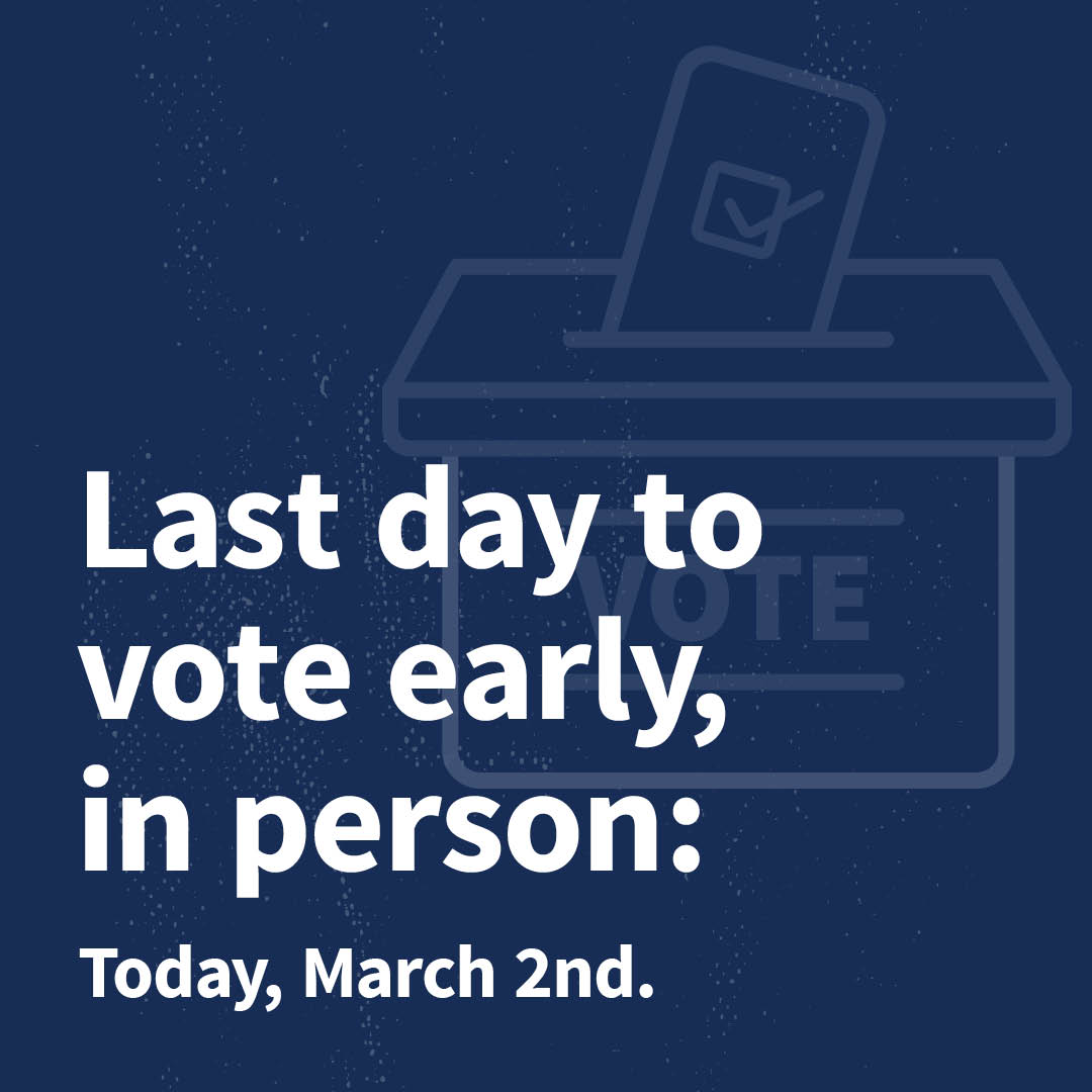 Today is the last day to vote early in the 2024 Presidential Primary. Cast your vote in person at your registrar’s office or other early voting location. Visit Vote.Virginia.gov to find registrar and early voting locations and hours. #VaElections2024 #VaisForVoters
