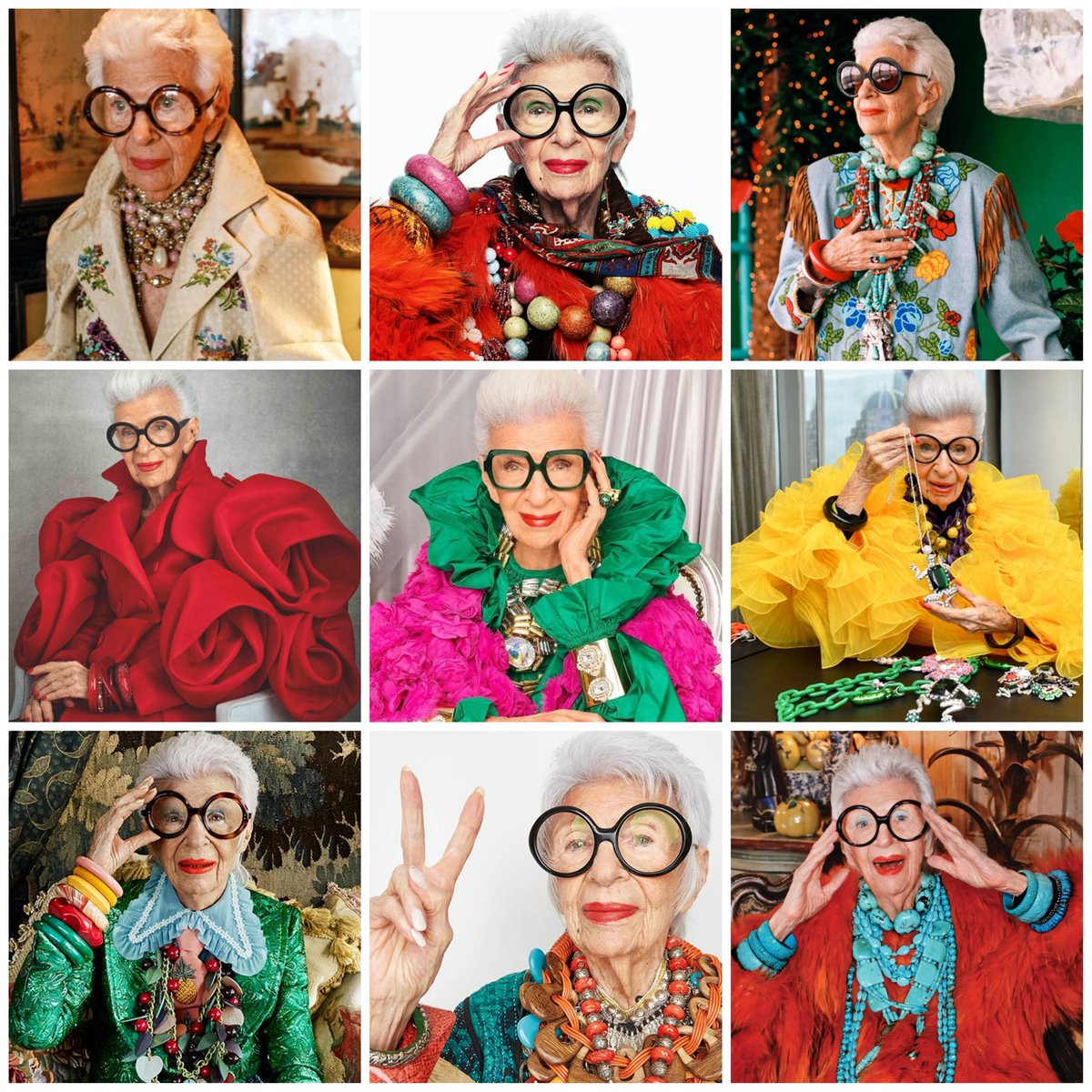 'When you don't dress like everybody else, you don't have to think like everybody else'
RIP #IrisApfel