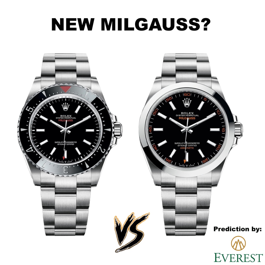 Will we see the new Milgauss this year?! If so which prediction would you like to come true Left 👈or👉 Right? Our friends over at @monochromewatches made the one on the right! 🤘⁠
⁠
#rolex #rolexwatches #rolexmilgauss #milgauss #126400 #everestbands #rolexpredictions2024 ⁠
⁠