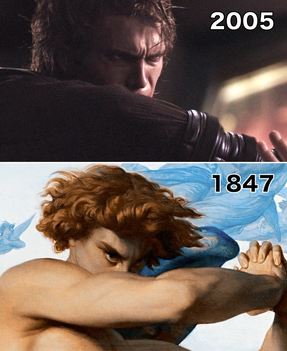 Great paintings that inspired iconic movie scenes... 🧵 (continued)

1. “Fallen Angel”, Alexandre Cabanel // “Star Wars: Revenge of the Sith”, directed by George Lucas
