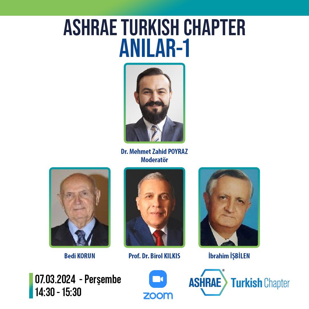 Ashrae Turkish Chapter “Anılar” online sohbet toplantımıza tüm meslektaşlarımızı bekleriz. 
#ashraeturkishchapter

us02web.zoom.us/meeting/regist…