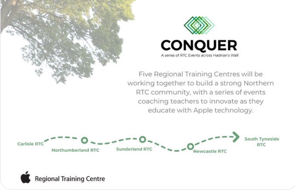 5 Apple RTC’s joining in partnership across the wall continue their 2024 events. Sign up to join South Tyneside RTC sessions - Thur 21st March , Wed 17th April with an face to event at Arbeia Fort Fri 3rd may. Contact Julia.small@ictinschools.org ✍️ to sign up @STynesideRTC