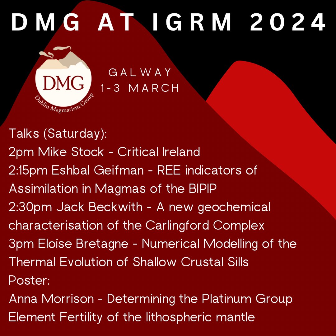 DMG is at #IGRM24 this weekend! We are presenting a number of talks and posters and we look forward to seeing everyone there 🌋🇮🇪
#irishgeology