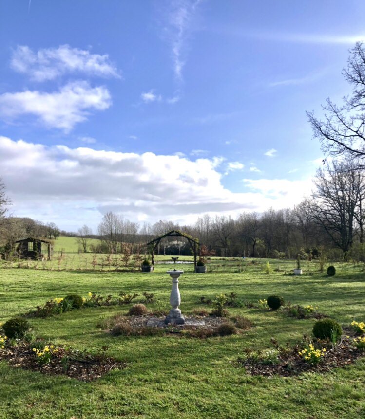 One blue skied day in a week of wet and wind gave me a window to enjoy daffodils which are multiplying nicely all over the shop. Happy days. #mygarden #GardeningTwitter #sundial #blueskies #amwriting #swfrance #TheLostGardenOfLoughrigg