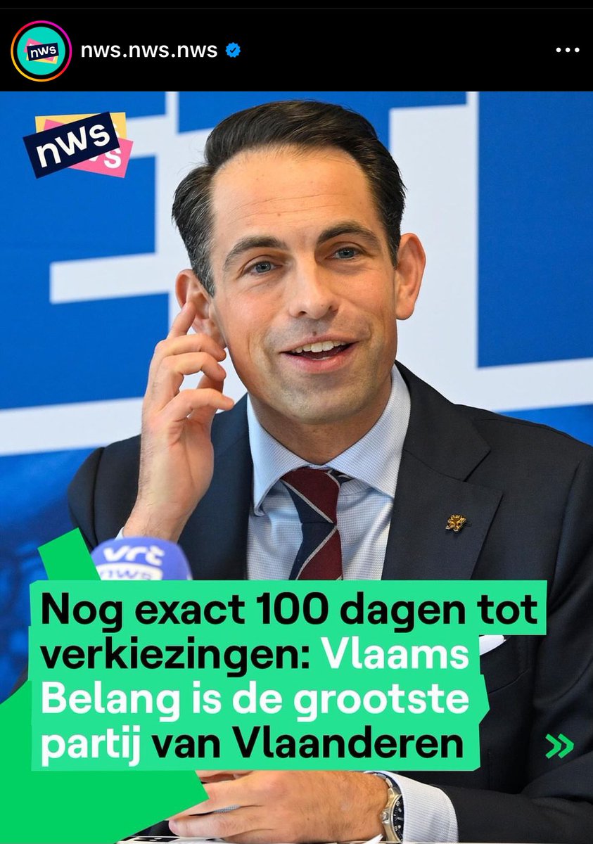 Moet de openbare omroep ook op sociale media niet wat omzichtig omspringen met politieke berichtgeving? Dit lijkt wel een reclame affiche voor extreem rechts. Een peiling schetsen kan toch ook adhv een neutraal beeld? <a href="/vrtnws/">VRT NWS</a> <a href="/VRT/">VRT</a>