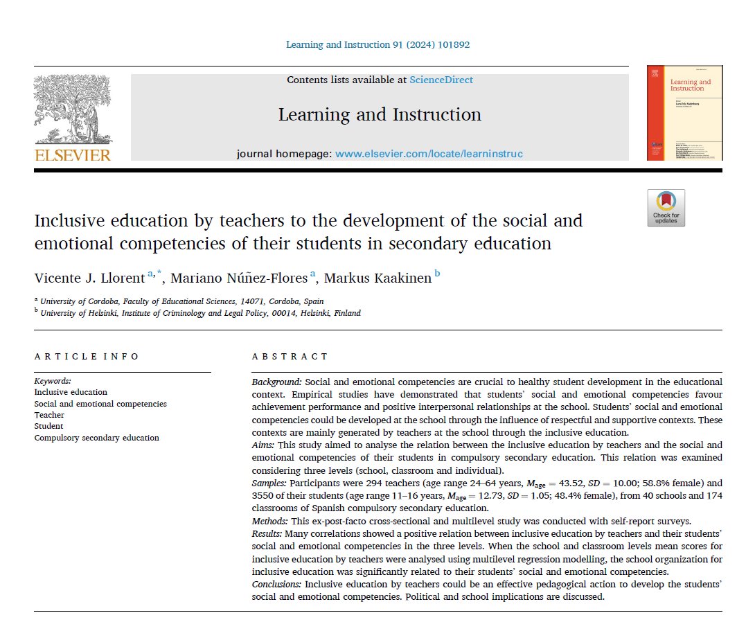 Estimadas amistades,

Estoy muy feliz de compartir este precioso artículo, publicado junto con el Prof. Dr. <a href="/VJLlorent/">Vicente J. Llorent</a> y el Prof. Dr. Markus Kaakinen.

Puedes consultarlo aquí: doi.org/mjtq

¡Gracias por hacer esto posible!

<a href="/Liedu_uco/">Liedu</a>
