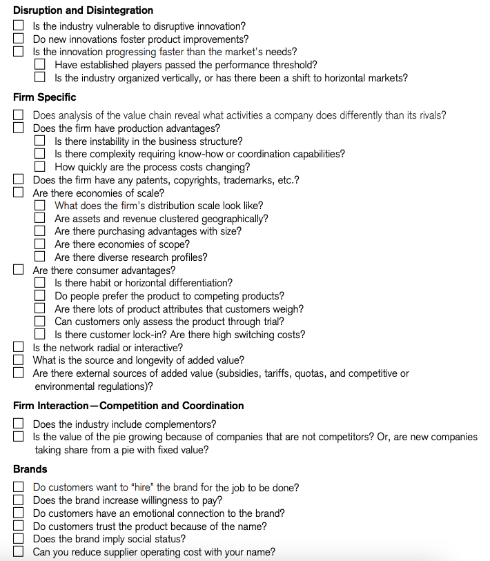 MnkeDaniel's tweet photo. Michael Mauboussin's Checklist for assessing the Moat (Competitive Advantage) of a company: https://t.co/8qRjHQmgkU