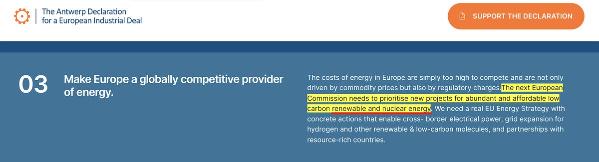 En liten, men förbisedd del av deklarationen är att i princip hela den europeiska industrin, tillsammans med europeiska branschorganisationer och fackliga organisationer, skriver under på att förnybart OCH kärnkraft behövs för att säkerställa europeisk konkurrenskraft.