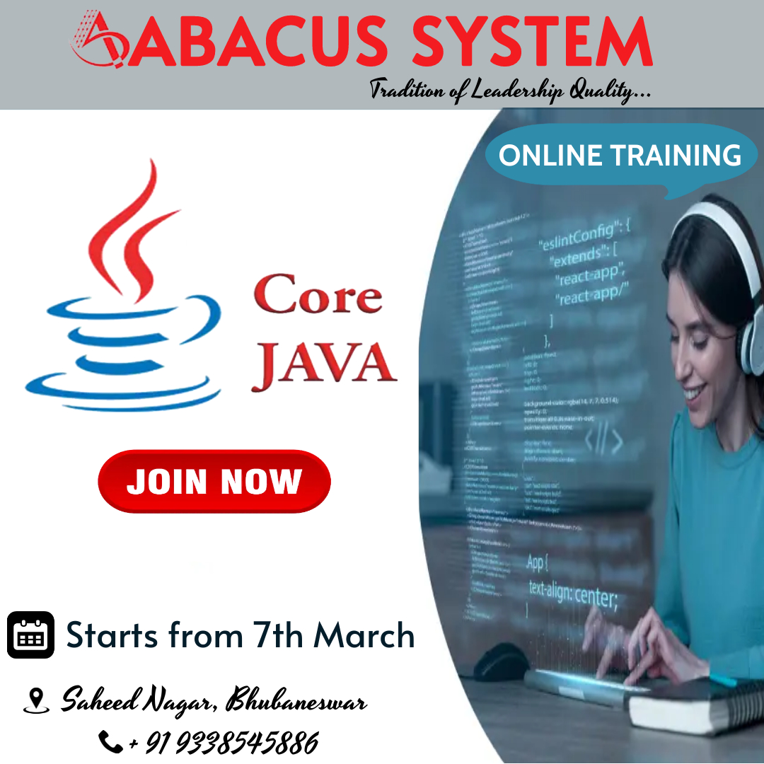 abacus_system's tweet image. Build Job-Ready Core JAVA Skills in 2024 by taking our #corejava Course.
Our Online Upcoming Batches which will be started from 7th March 2024.
If you are interested Call on : 09338545886
#corejava #programmingtraining #trainingsession #java #softwareinstitute #abacussystem
