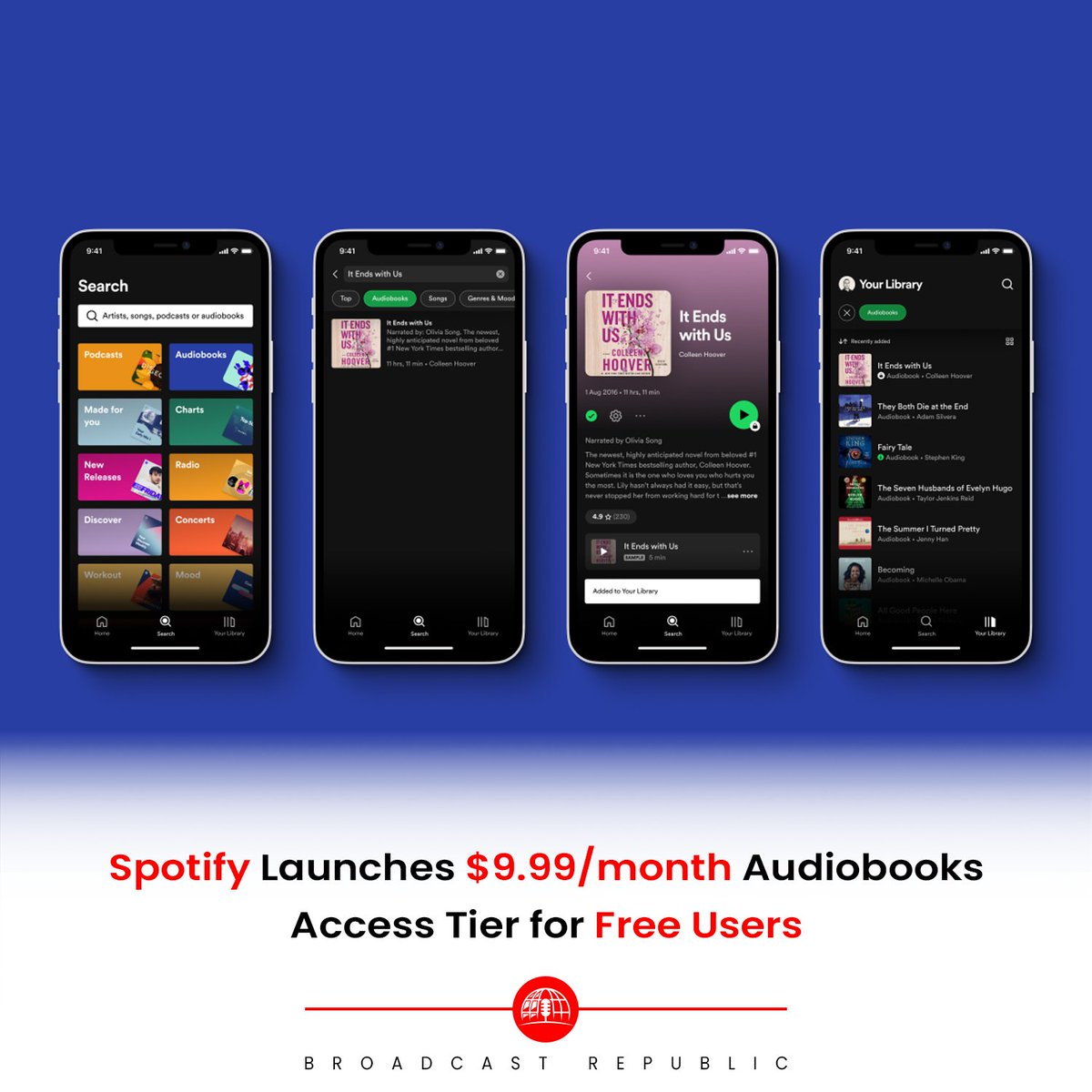 Spotify is expanding its audiobook offerings with a new $9.99 per month 'Audiobooks Access Tier,' allowing free users to access over 200,000 titles for 15 hours of streaming. 

#BroadcastRepublic #SpotifyAudiobooks #Audiobooks #DigitalEntertainment #Spotify