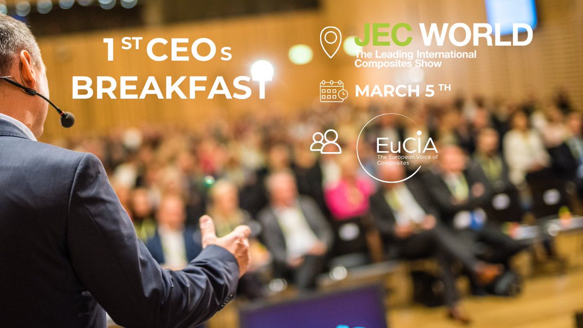 🆕We're excited to partner with @JECComposites to launch the #CEOsBreakfast at #JECWorld2024, a new forum designed to bring #composites industry leaders together to address strategic topics. #GreenDeal #decarbonisation #advancedmaterials Read more 👉tinyurl.com/46n7j57a