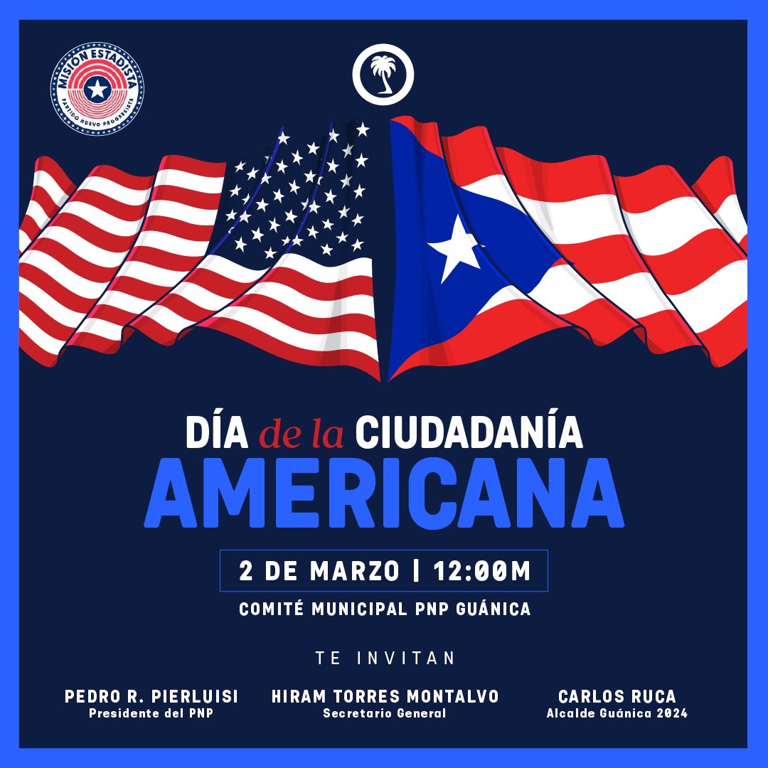 ¡Hoy! Nos fuimos para Guánica 🇺🇸🇵🇷 a celebrar nuestra ciudadanía americana. ¡Acompáñanos! ⌚️12:00 md 📍Comité Municipal del PNP en Guánica.