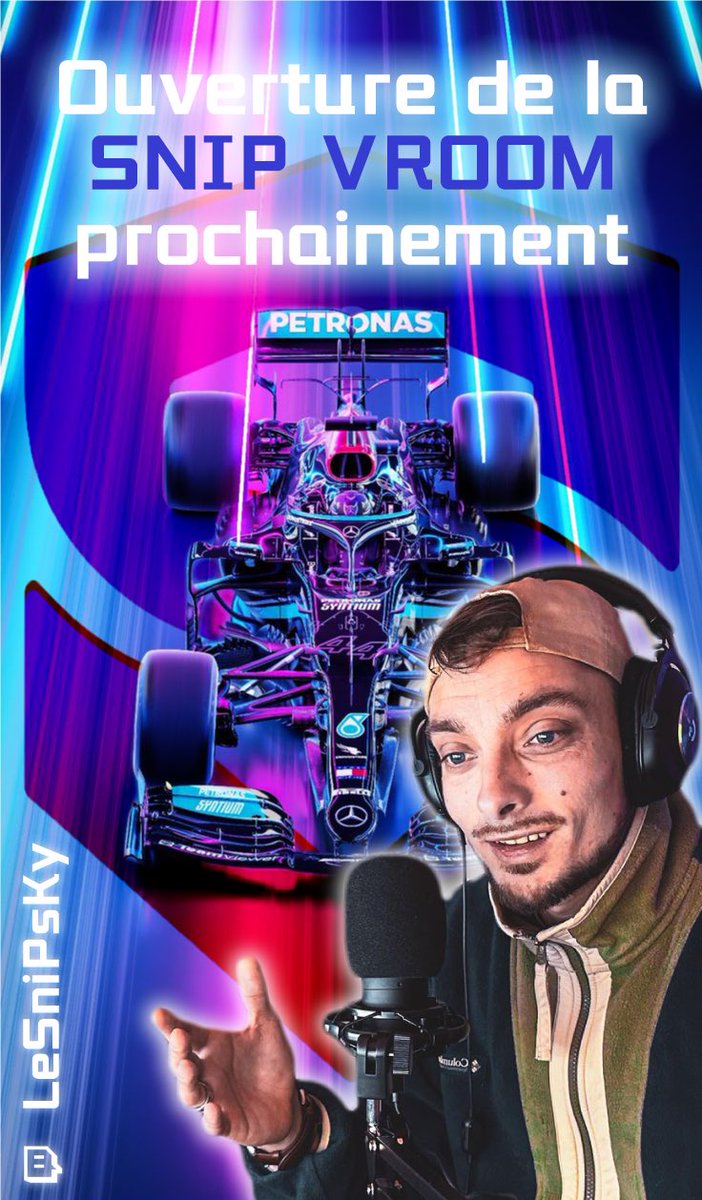 📣 LA SNIP-VROOM 📣

Amis Twitter , nous recherchons des pilotes sérieux et investis pour une ligue sur F1 23. 

Le championnat sera retransmis sur ma chaîne  Twitch. 

Le vainqueur gagnera —&gt; F1 24

Pour y participer c’est simple 1/2
 @Niiiiiino59 <a href="/Only_Guts_/">Gvts 🦥</a>