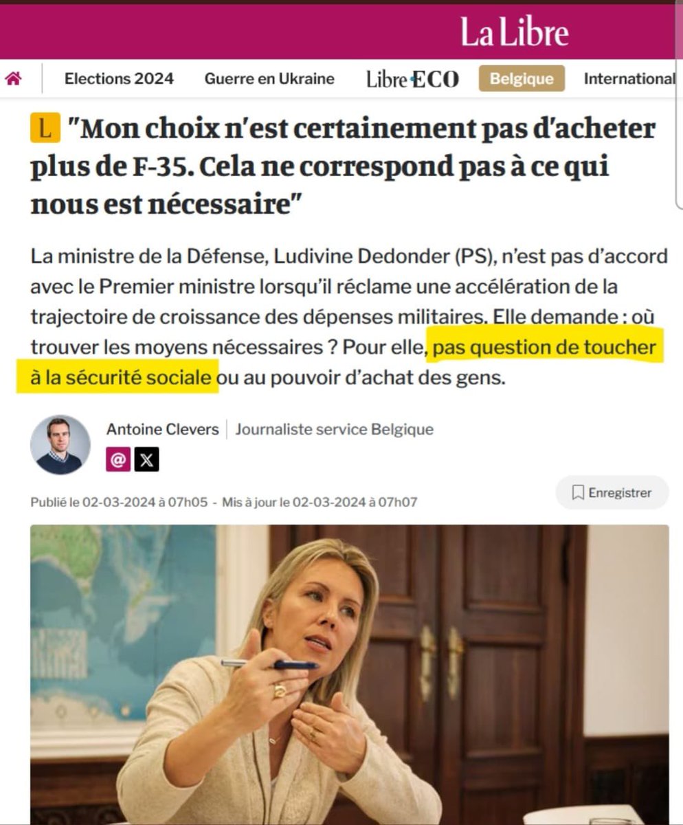 Enige minister van defensie ter wereld die geen extra geld eist voor haar departement. Of toch wel, met een Rijkentaks, de heilige graal der communisten en andere links-populisten.