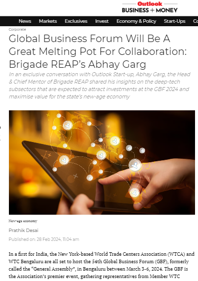 WTCA (@wtca) on Twitter photo Read <a href="/Outlookindia/">Outlook India</a>'s article ft. @BrigadeReaps Head & Chief Mentor, Abhay Garg, on the 2024 WTCA GBF & how it will attract investment & maximize value for Karnataka’s new-age economy while nurturing innovation within the dynamic tech ecosystem. More: bit.ly/3wvG7K4 Read <a href="/Outlookindia/">Outlook India</a>'s article ft. @BrigadeReaps Head & Chief Mentor, Abhay Garg, on the 2024 WTCA GBF & how it will attract investment & maximize value for Karnataka’s new-age economy while nurturing innovation within the dynamic tech ecosystem. More: bit.ly/3wvG7K4