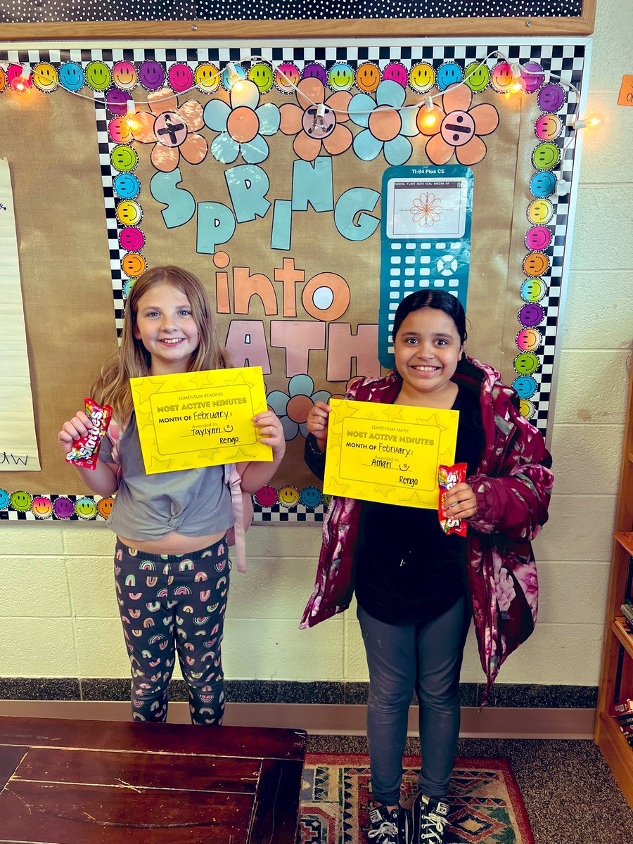 Congratulations to our February Edmentum “Time on Task” winners, Taylynn & Amari! Proud of you girls! Keep working hard! ❤️🐯 #bctigers #TeamBPS #bpsne @BirchcrestTiger