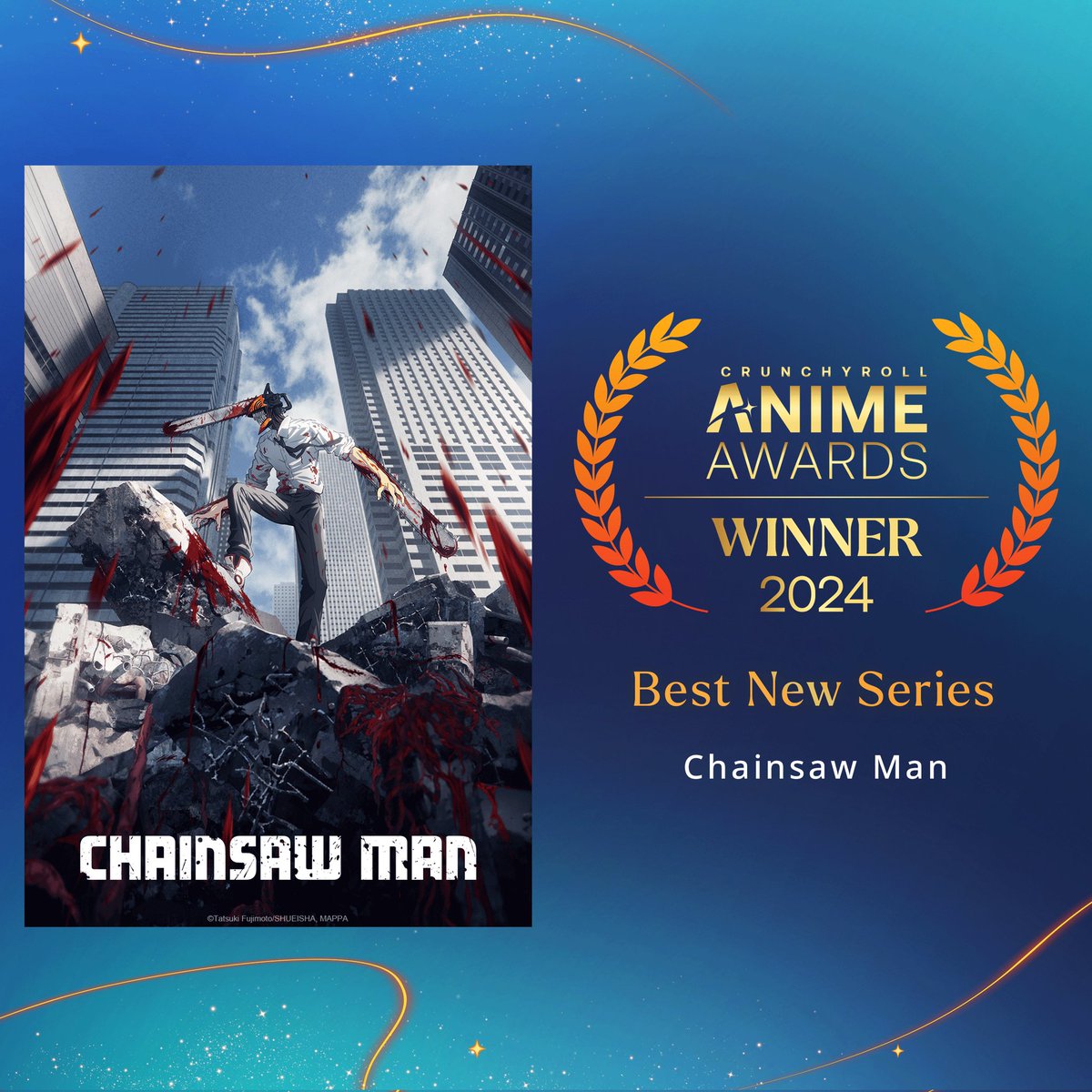 Chainsaw Man wins Best New Series at Crunchyroll Anime Awards 2024!