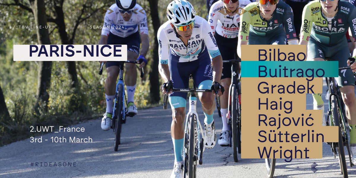 Team Bahrain Victorious (@bhrvictorious) on Twitter photo ๐ฃ Meet our team for the <a href="/ParisNice/">Paris-Nice</a>
๐ช๐ธ <a href="/PelloBilbao1990/">Pello Bilbao</a>
๐จ๐ด <a href="/SantiagoBS26/">Santiago Buitrago Sanchez</a>
๐ต๐ฑ <a href="/kamilgradek/">Kamil Gradek</a>
๐ฆ๐บ <a href="/jackhaig93/">Jack Haig</a>
๐ท๐ธ <a href="/RajovicDusan/">Rajovic Dusan</a>
๐ฉ๐ช <a href="/JashaStterlin/">jasha sรผtterlin</a>
๐ฌ๐ง <a href="/fred_wright0/">Fred Wright</a>
๐bit.ly/TBVParisNice
#RideAsOne #rideforGino #ParisNice ๐ฃ Meet our team for the <a href="/ParisNice/">Paris-Nice</a>
๐ช๐ธ <a href="/PelloBilbao1990/">Pello Bilbao</a>
๐จ๐ด <a href="/SantiagoBS26/">Santiago Buitrago Sanchez</a>
๐ต๐ฑ <a href="/kamilgradek/">Kamil Gradek</a>
๐ฆ๐บ <a href="/jackhaig93/">Jack Haig</a>
๐ท๐ธ <a href="/RajovicDusan/">Rajovic Dusan</a>
๐ฉ๐ช <a href="/JashaStterlin/">jasha sรผtterlin</a>
๐ฌ๐ง <a href="/fred_wright0/">Fred Wright</a>
๐bit.ly/TBVParisNice
#RideAsOne #rideforGino #ParisNice