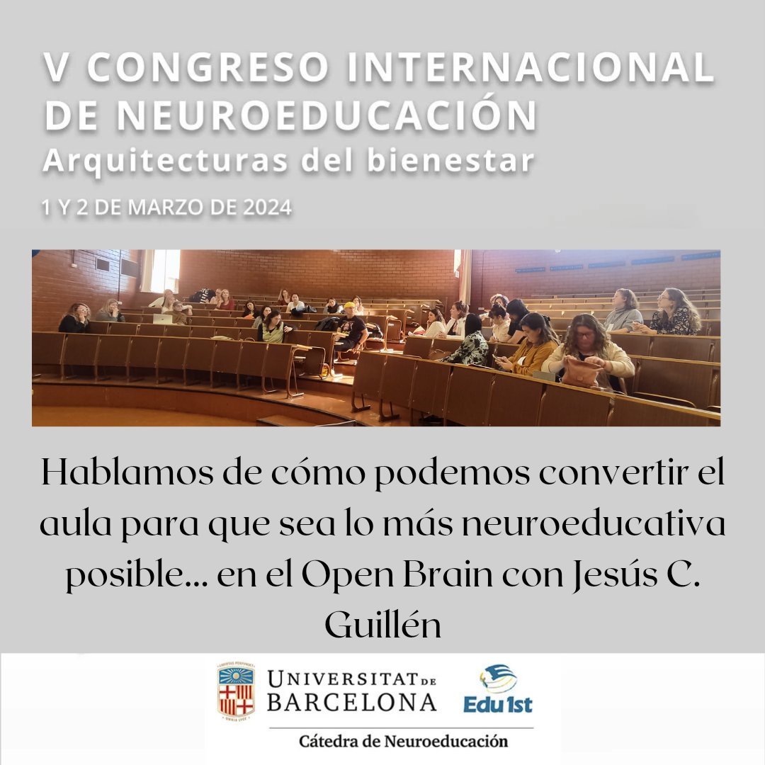En el OpenSpace dirigido por <a href="/jesuscguillen/">Jesús C. Guillén</a> hablamos de cómo podemos hacerlo para convertir nuestra aula para que sea lo más neuroeducativa posible. Intervenciones excelentes de todo@s l@s participantes. 
#5CongresoNEUROEDU
#neuroEDU
#bienestar
#salud
#openbrain  
#neuroeducacion