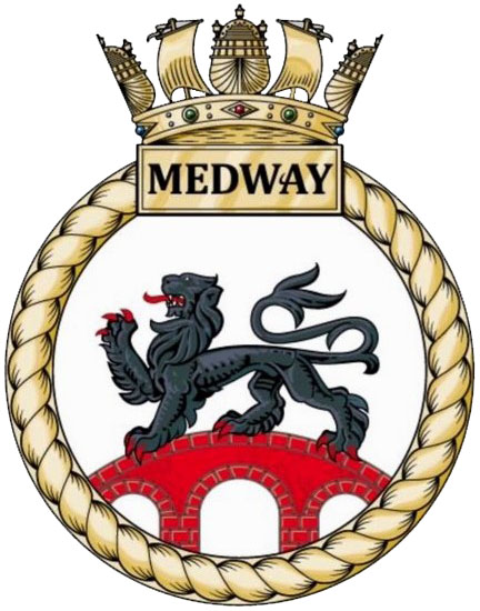 Close-up of new lion decal on @HMS_Medway completing maintenance period in #Gibraltar (Lion from the City of Rochester coat of arms that features on the ship's badge) Via @wja789