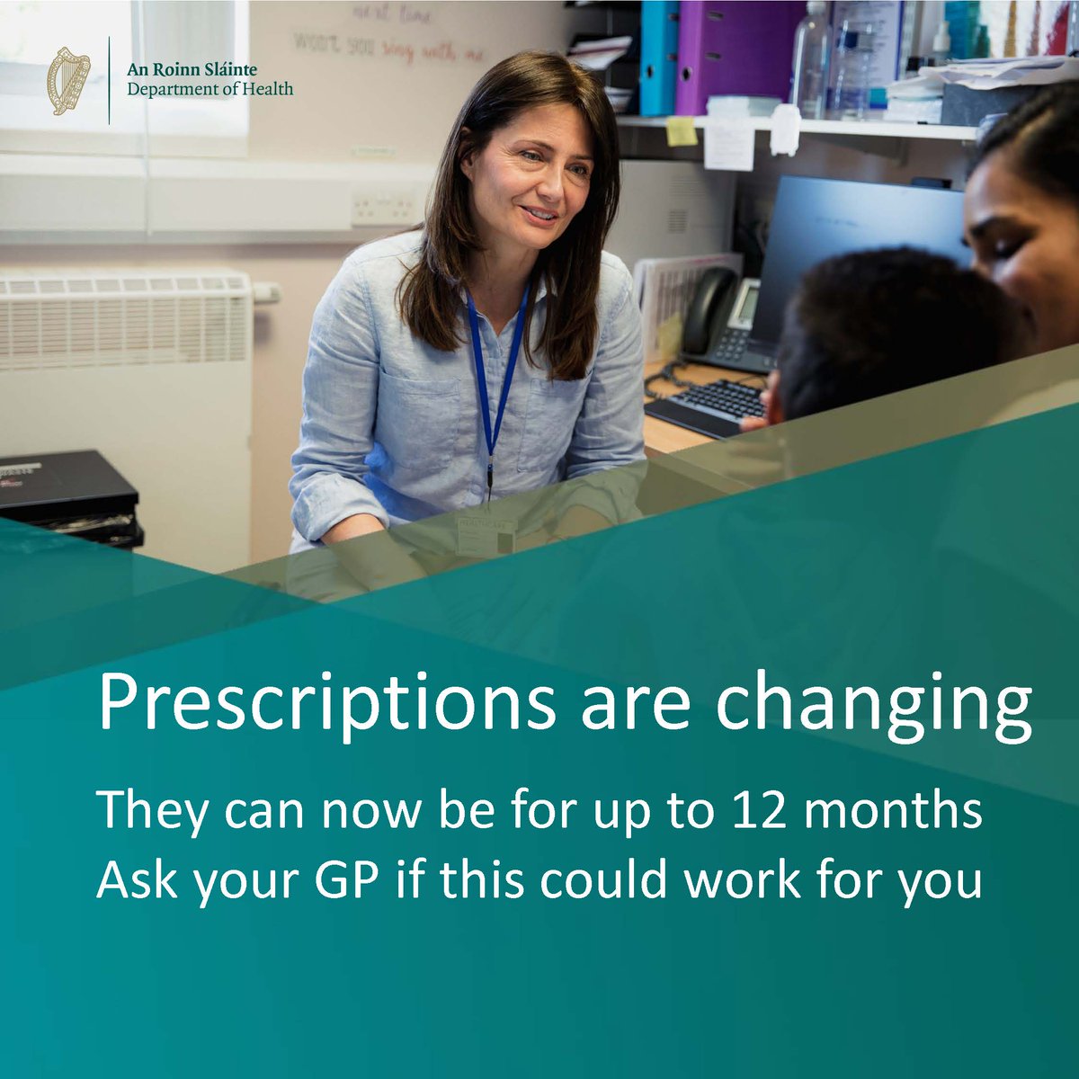 From 1 Mar, prescriptions can be for up to 12 months. If you’re on medication long term, ask your GP if a 12 month prescription could work for you. Find out more at gov.ie/12monthprescri…