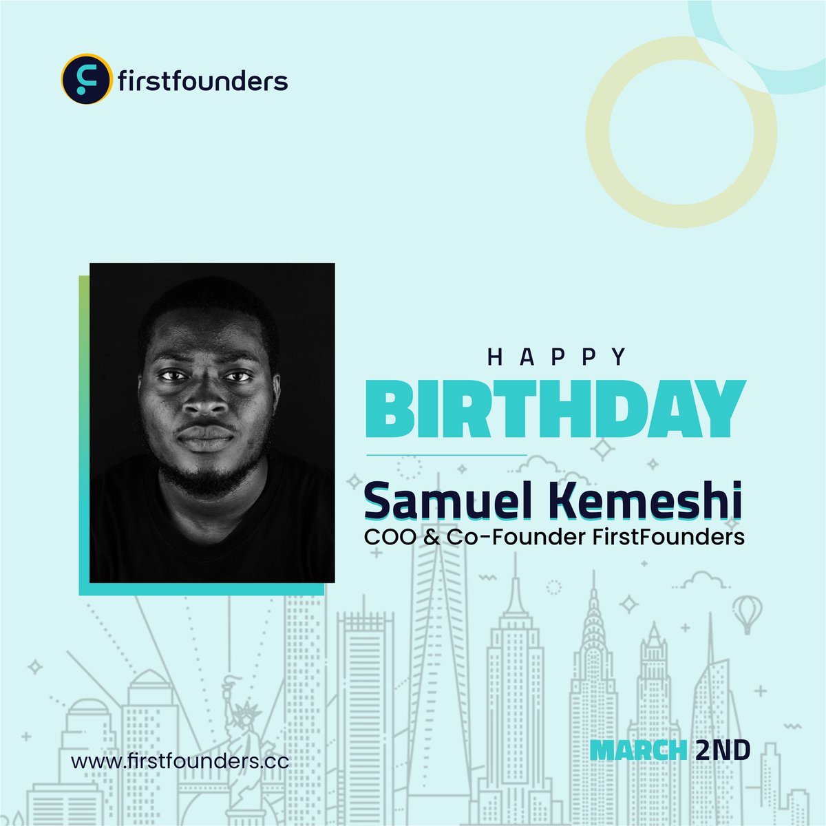 A very special celebration today! Happy Birthday to the best to ever do it, @blahk_sam All of us at @firstfounderscc are grateful for your immeasurable impact and exemplary leadership! Have a wonderful day today! 🎉🎉