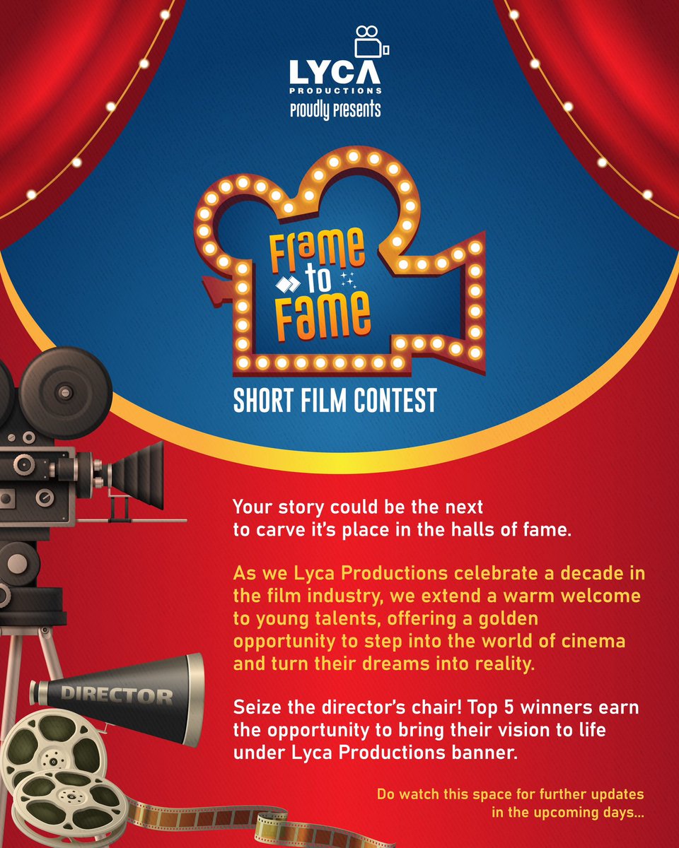 On the occasion of our esteemed Chairman Subaskaran Allirajah’s birthday 🥳 we are thrilled to announce the launch of the Lyca Productions Short Film Contest 🎥 FRAME TO FAME! ✨ Inviting all the young & amazing talents with bigger dreams to participate & begin their new chapter!