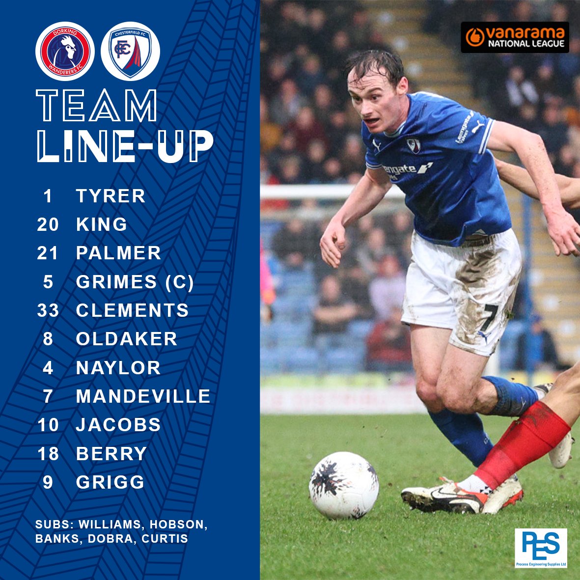 📝 𝗧𝗘𝗔𝗠 𝗡𝗘𝗪𝗦 📝 Paul Cook makes four changes as Jeff King, Darren Oldaker, James Berry and Will Grigg come into the starting XI! Harley Curtis comes onto the bench. #Spireites