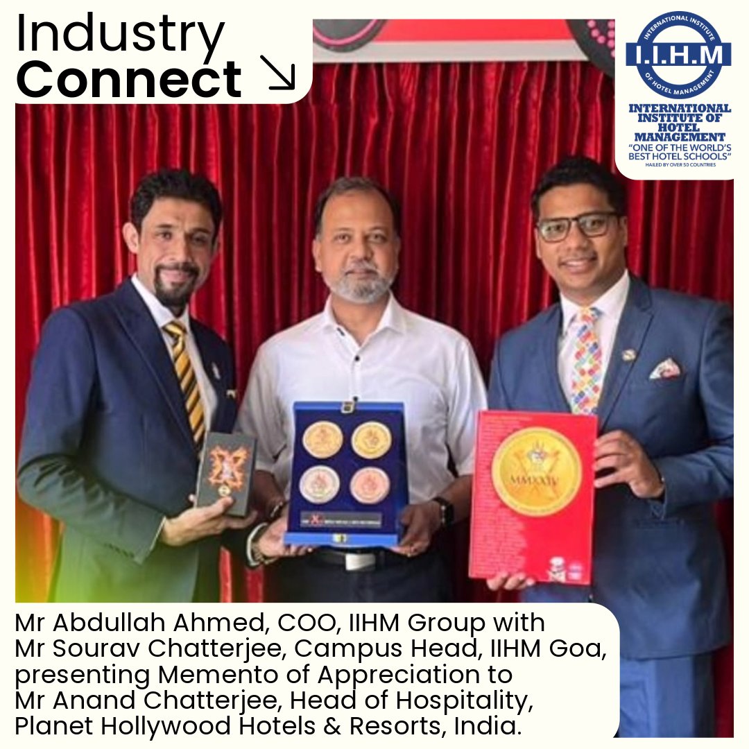goa_iihm's tweet photo. At IIHM, we have always invested ourselves for a better human and industry connect.
Sharing one of such golden moments we have captured and cherish, where our leaders are presenting Memento of Appreciation to Mr. Anand Chatterjee.

#IIHM #iihmgoa #planethollywood #memeto #YCO2024 https://t.co/YhVqXssc2W