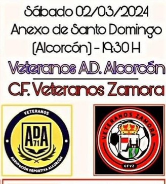 Futbolistas FEAFV (@feafv) on Twitter photo 𝐌𝐀𝐓𝐂𝐇𝐃𝐀𝐘 Amistoso
<a href="/ADVADALCORCON/">Veteranos ADAlcorcón</a> 🆚️ Veteranos <a href="/Zamora_CF/">ZamoraCF</a>
🏟️ Anexo #SantoDomingo (Alcorcón)
📆 Sábado, 2 de Marzo
⏰ 19:30h
#Confraternidad
#FutbolVeteranos
Veteranos <a href="/AD_Alcorcon/">A.D. Alcorcón</a>
#AsociacionMiembroFEAFV 𝐌𝐀𝐓𝐂𝐇𝐃𝐀𝐘 Amistoso
<a href="/ADVADALCORCON/">Veteranos ADAlcorcón</a> 🆚️ Veteranos <a href="/Zamora_CF/">ZamoraCF</a>
🏟️ Anexo #SantoDomingo (Alcorcón)
📆 Sábado, 2 de Marzo
⏰ 19:30h
#Confraternidad
#FutbolVeteranos
Veteranos <a href="/AD_Alcorcon/">A.D. Alcorcón</a>
#AsociacionMiembroFEAFV
