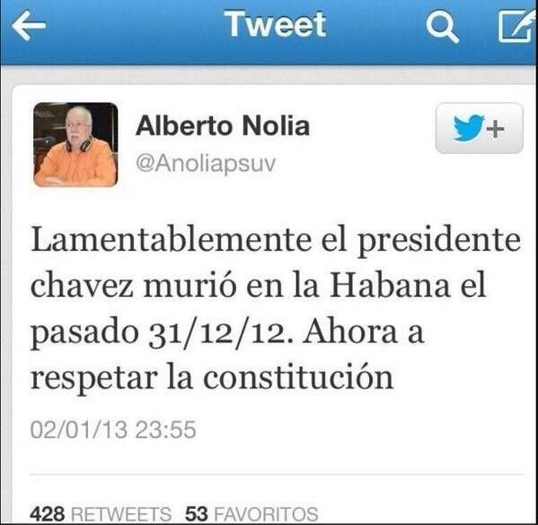 zuricht94's tweet photo. Pasaba por aquí par recordarles que Chávez no murio el 5 de marzo del 2013. Igual no volverá. https://t.co/wq24HctP2e