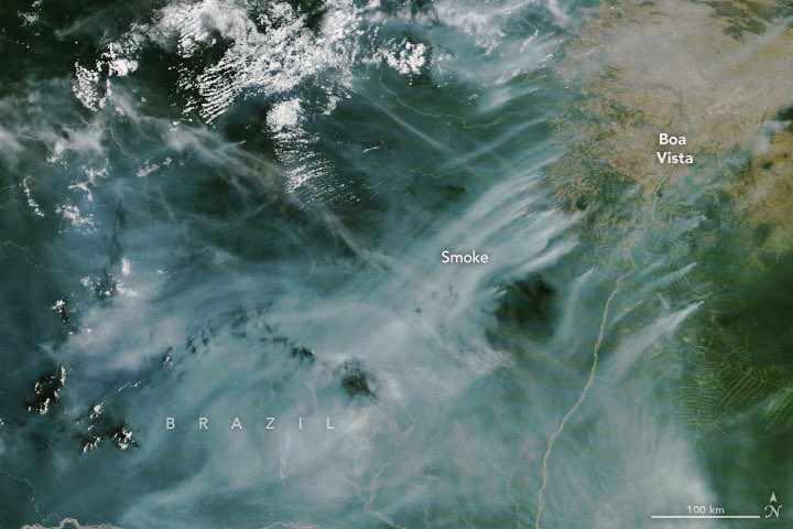 Amazon forest fires are raging in the Brazilian state of #Roraima. earthobservatory.nasa.gov/images/152511/…
