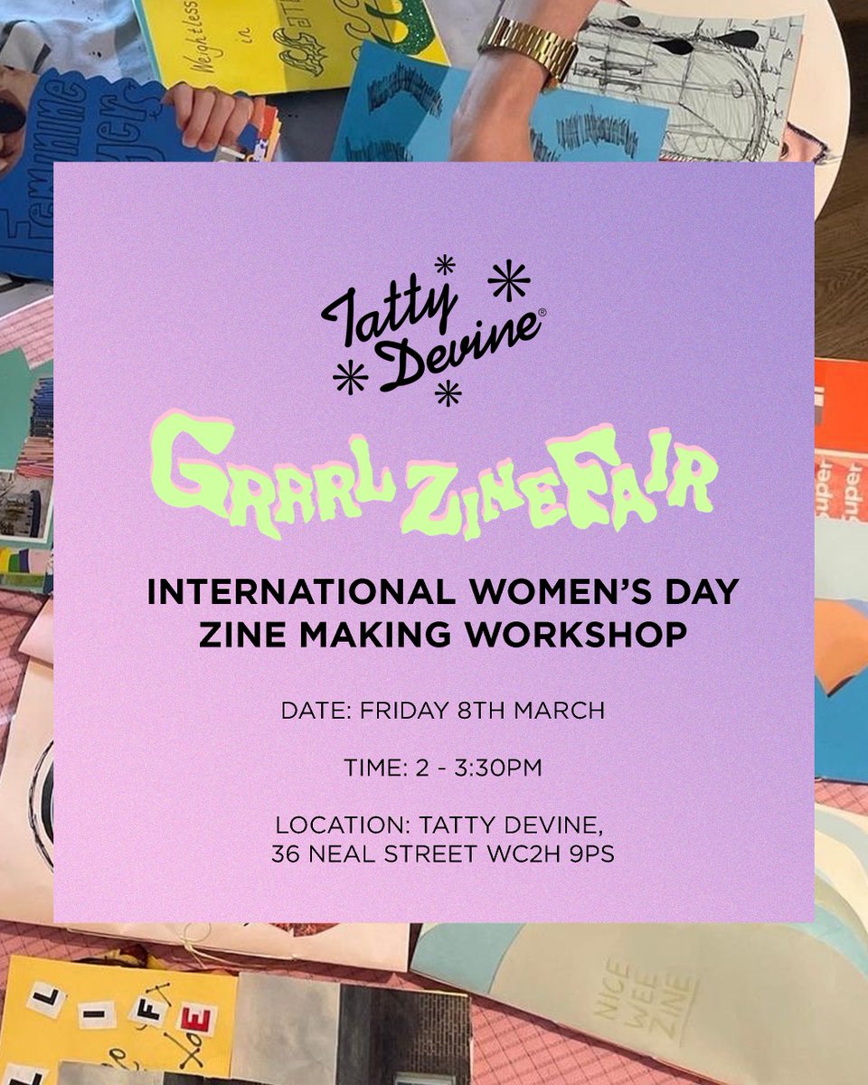Get your crrraft on this International Women’s Day with a Zine Making Workshop hosted by <a href="/grrrlzinefair/">Grrrl Zine Fair</a> in our new #CoventGarden store ✂️  Design your very own empowering zine and learn about contemporary zine culture, places are limited: bit.ly/3UWJioc 👀
