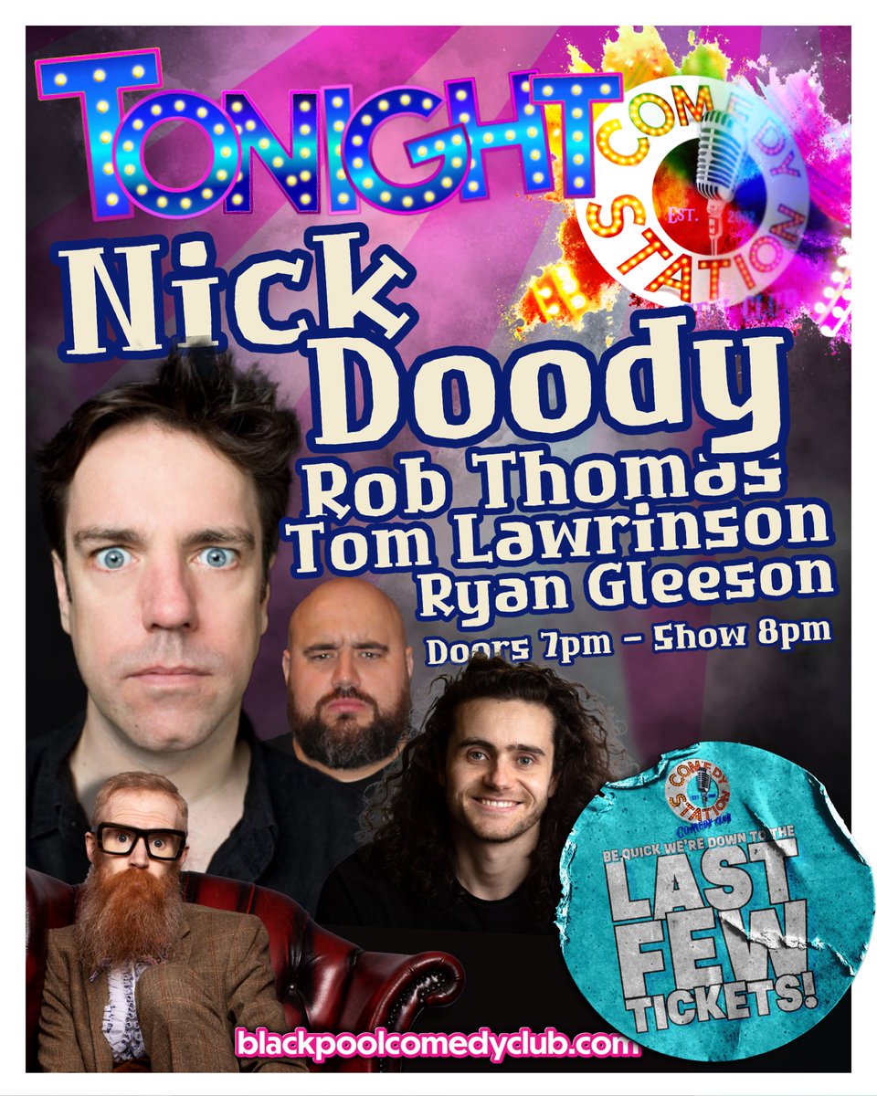 Be quick Blackpool or you’re gonna miss this tonight! ☎️ 01253 381381 💻 blackpoolcomedyclub.com ⏰ Doors 7pm - Show 8pm