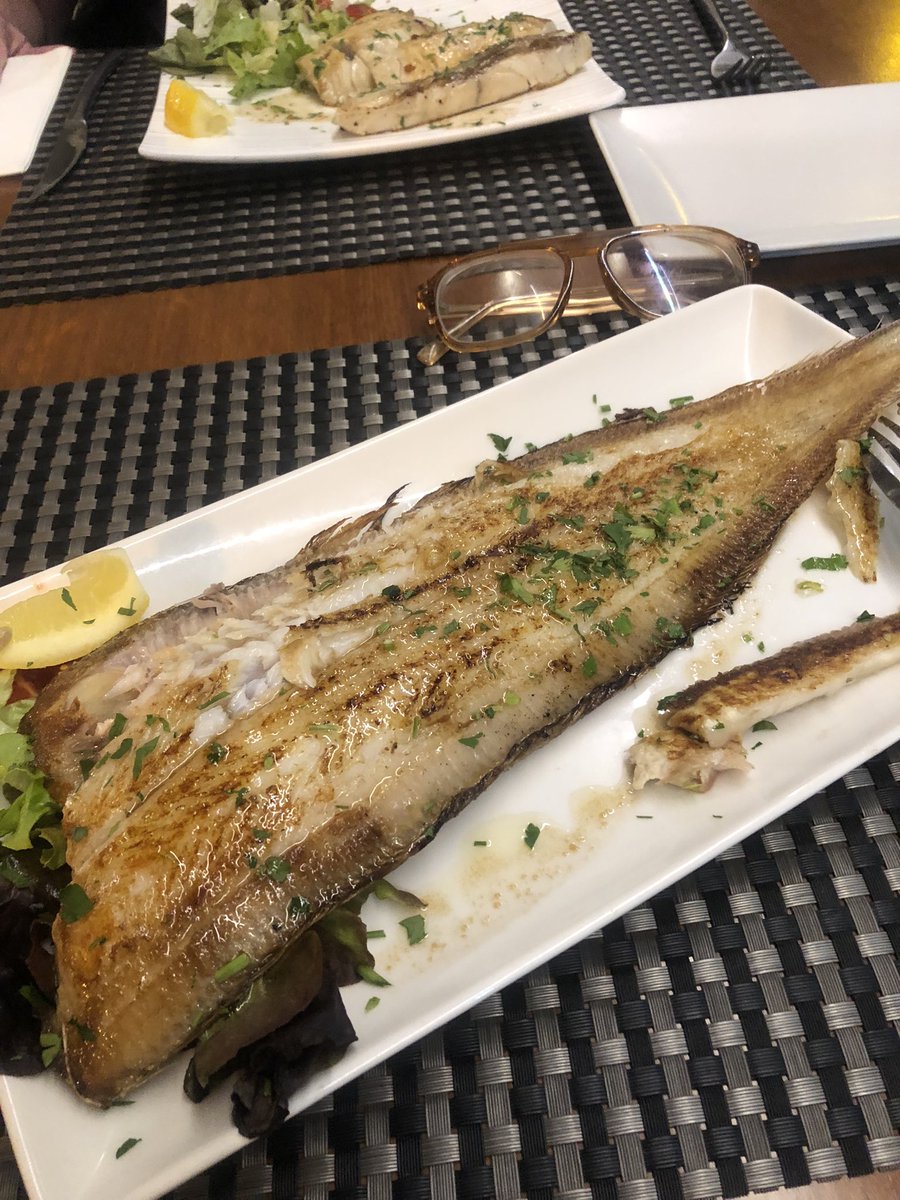 Size of this bit of grilled sole! Glasses for scale #LaCaleta #Tenerife