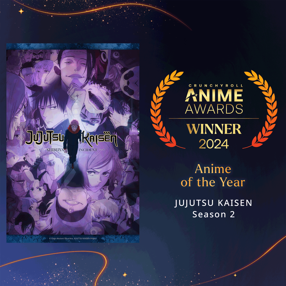 Anime of the Year goes to JUJUTSU KAISEN Season 2! #AnimeAwards 🏆