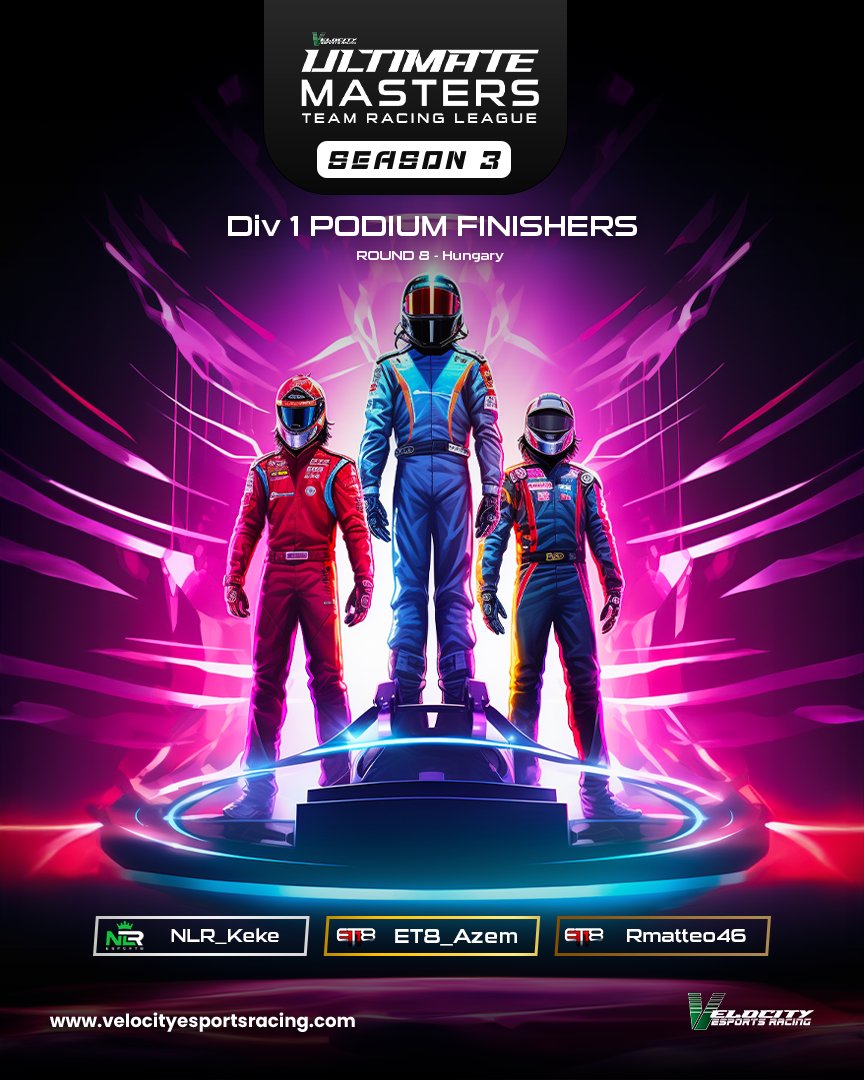 Congratulations to our podium finishers 👏🔝🍾

Division 1️⃣

Round 8️⃣ at Hungary 🇭🇺

🥇 #ET8_Azem
🥈 <a href="/NLR_Keke/">Keke</a>
🥉 <a href="/ET8_RMatteo46/">ET8_RMatteo46</a>