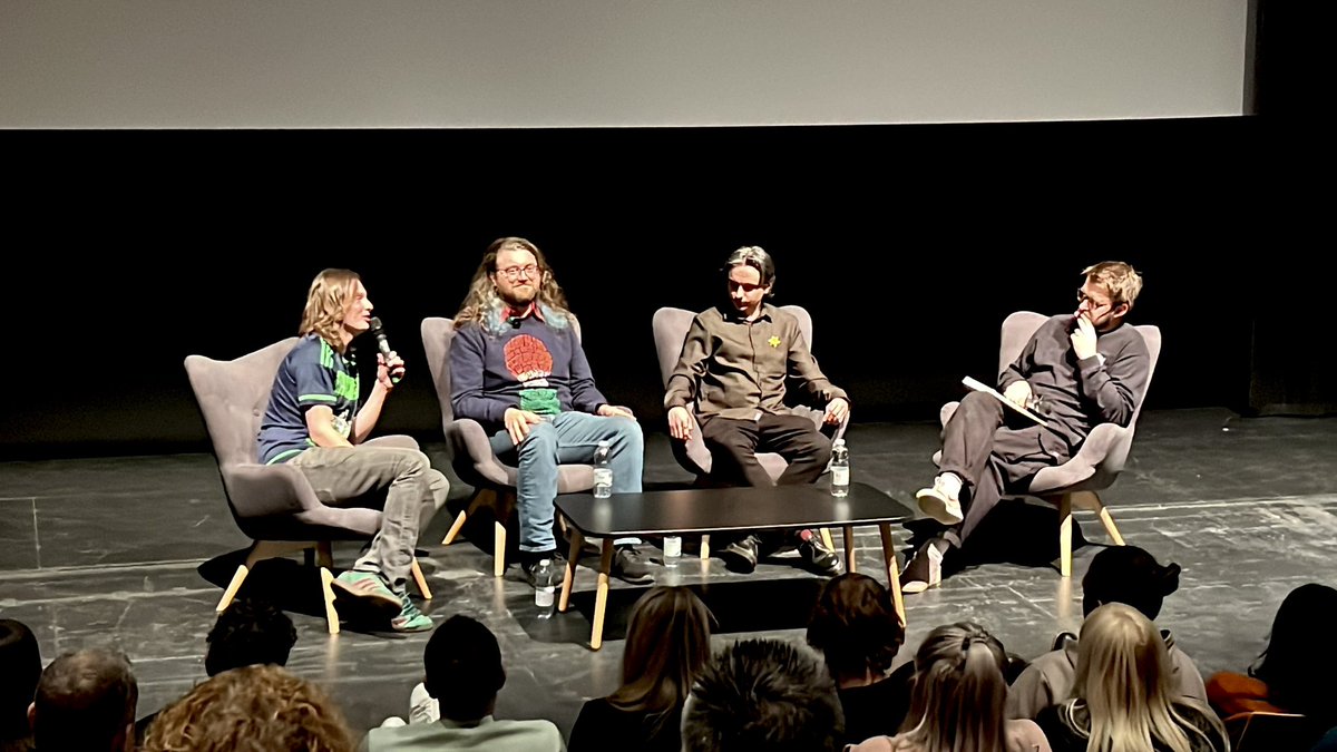 Trampolene_Band's tweet photo. Thanks to everyone who came to see Storm Heaven &amp; our acoustic set.
Thanks to all at @TaliesinSwansea to @SimonParton for a great Q&amp;A. Big ♥️ to @Lee_M_Thomas for making the documentary, the work he put into making a cohesive story out of all the hours of footage he’s collected! https://t.co/TWxorZFjyX