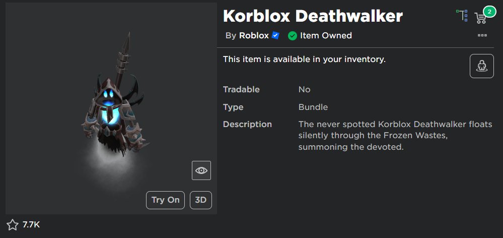 raekaro's tweet image. Korblox Deathwalker giveaway!! ⚠️

Make sure to ✅:
- follow me
- comment your username
- join my roblox group : roblox.com/groups/1250309…
- retweet

Winners will be decided in a few days or today!!
- also maybe follow my tiktok! 🩶:
tiktok.com/@notraekaro

#Roblox #RobloxGiveaway