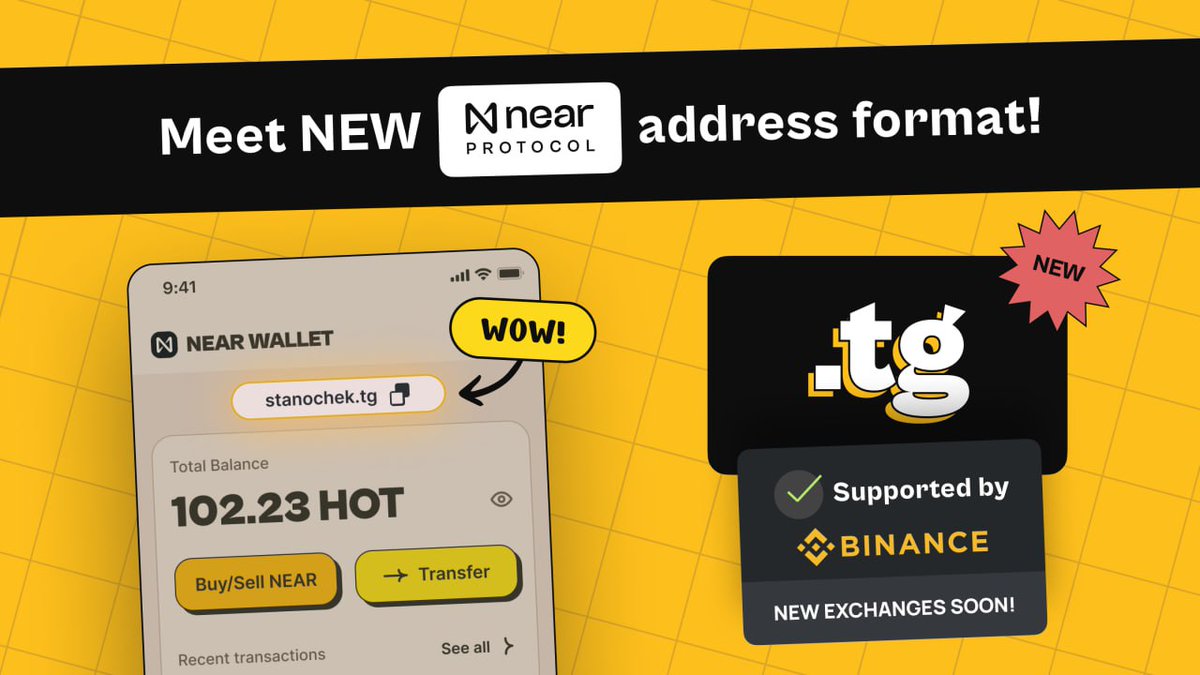 DollarBlu's tweet photo. 🌐 https://t.co/kUylcVevUJ

🆕 .tg is a new type of addresses on NEAR Blockchain, designed specifically for the Telegram ecosystem

👀 Binance is the first exchange to support it, send NEAR, USDT, USDC directly to your .tg wallet!

🏘️ https://t.co/2MbrXN48Yr https://t.co/j95WNdao33