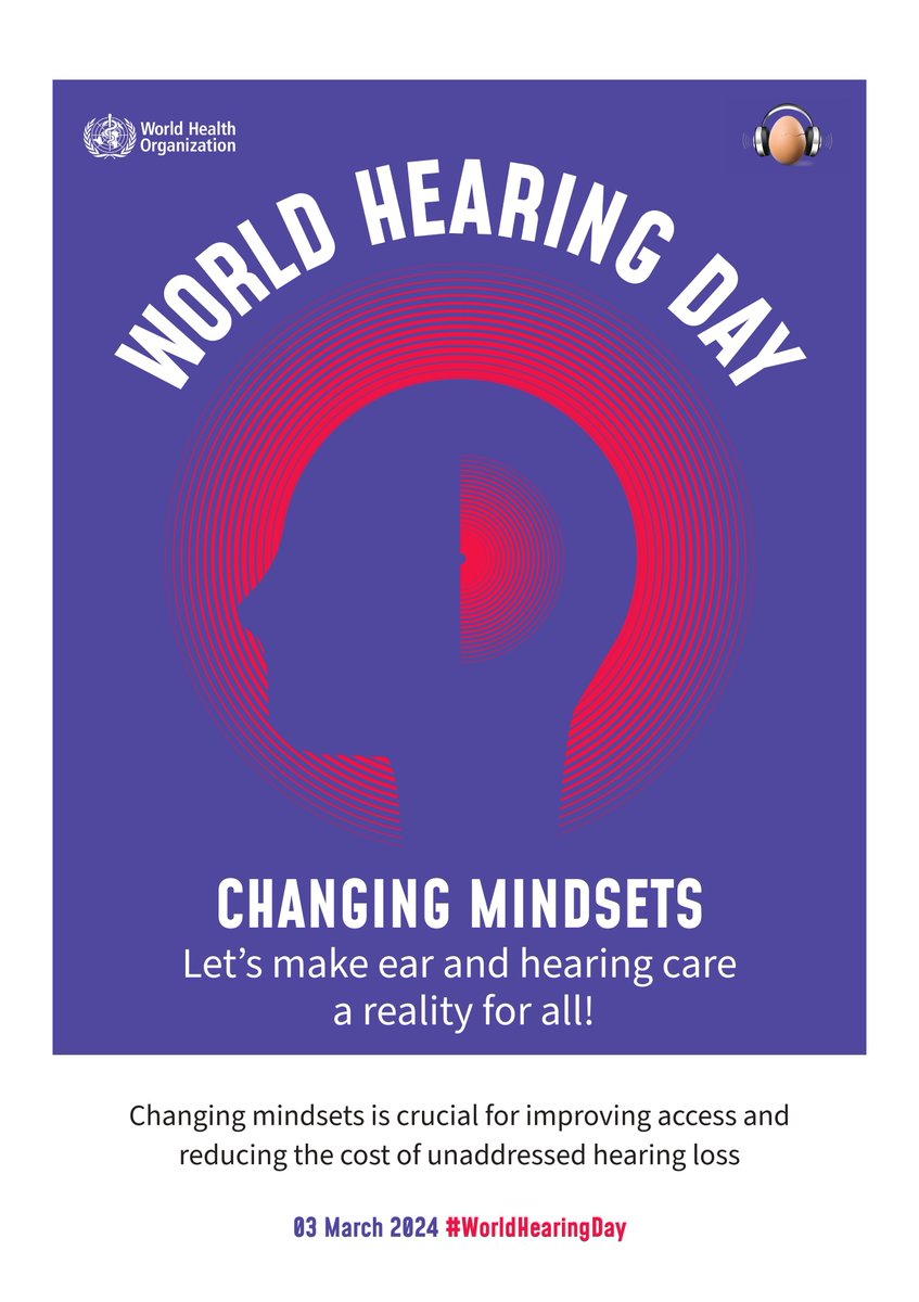 HLAA's tweet photo. Tomorrow is #WorldHearingDay! See these important #HearingHealth messages from @WHO: 1) #HearingLoss myths, 2) helpful communication tips and 3) vital #EarCare information. Learn more: https://t.co/OSjJMV8c8e

Together, we're #ChangingMindsets about #HearingCare.

#WHD #WHD2024 https://t.co/bQ6Hh99ySk